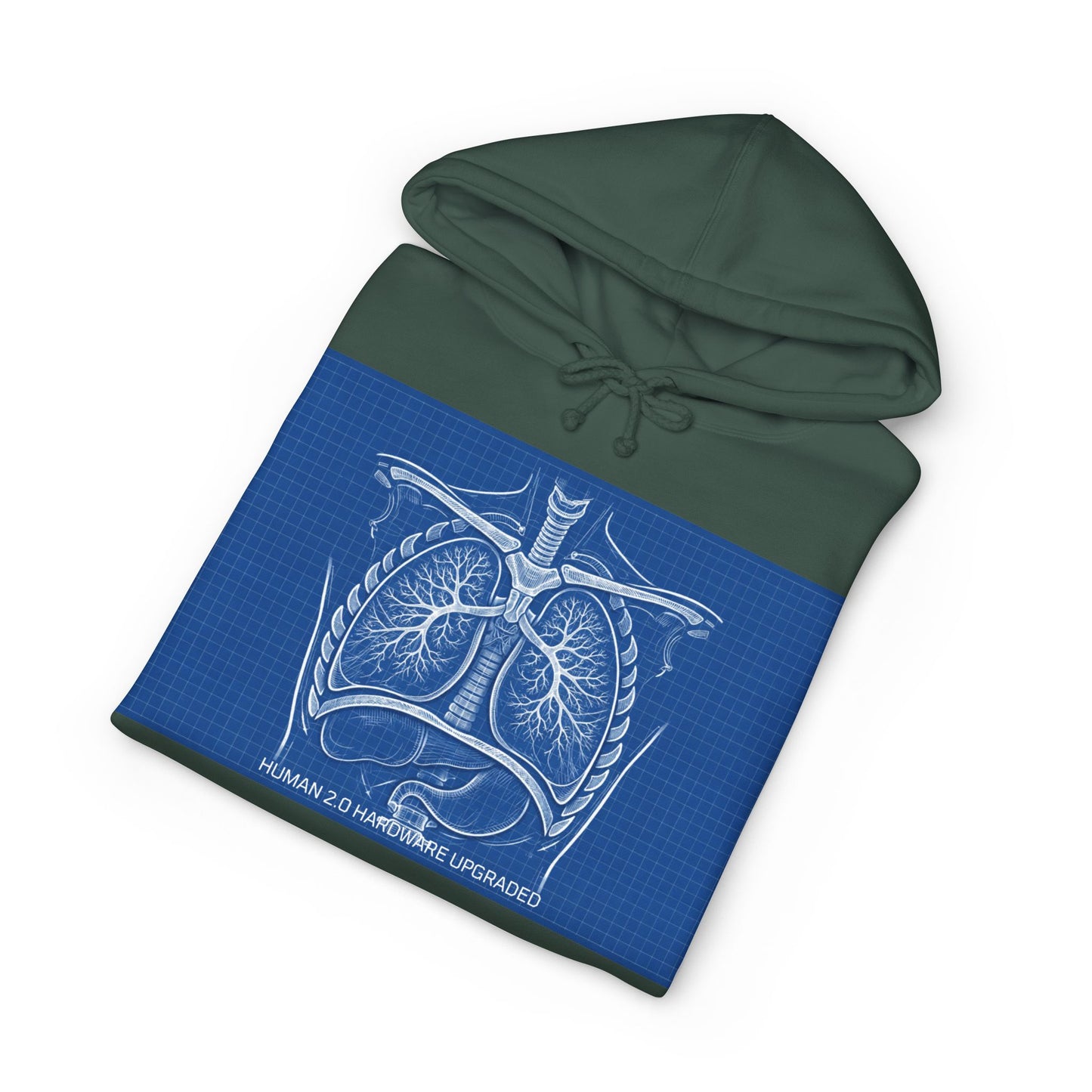 Anatomical Lungs Blueprint Hoodie — Vintage Medical Pulmonary Diagram Sweatshirt