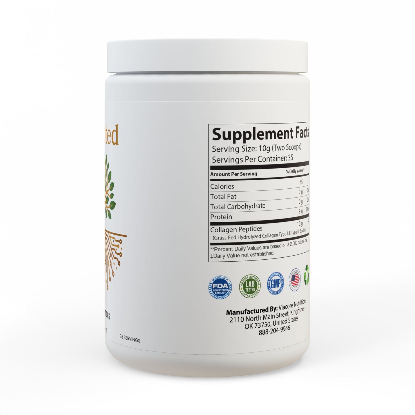 BioRooted Collagen Peptides Type I & III Supplement (350g, 12.3oz)