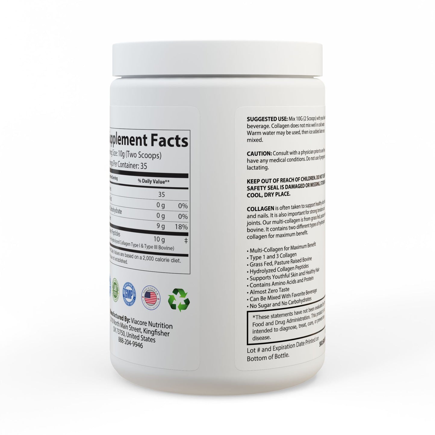 BioRooted Collagen Peptides Type I & III Supplement (350g, 12.3oz)