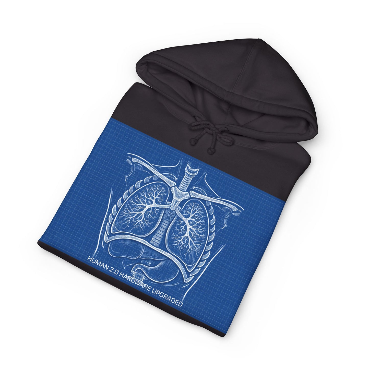 Anatomical Lungs Blueprint Hoodie — Vintage Medical Pulmonary Diagram Sweatshirt