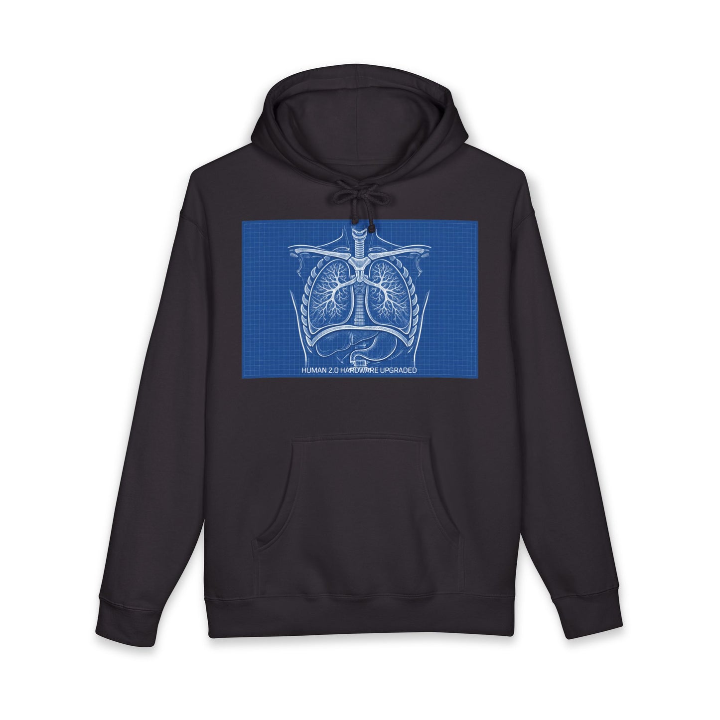 Anatomical Lungs Blueprint Hoodie — Vintage Medical Pulmonary Diagram Sweatshirt